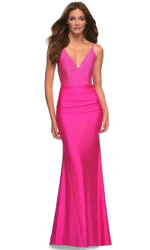 Exclusive Savings La Femme 30601 - V-Neck Trumpet Evening Dress