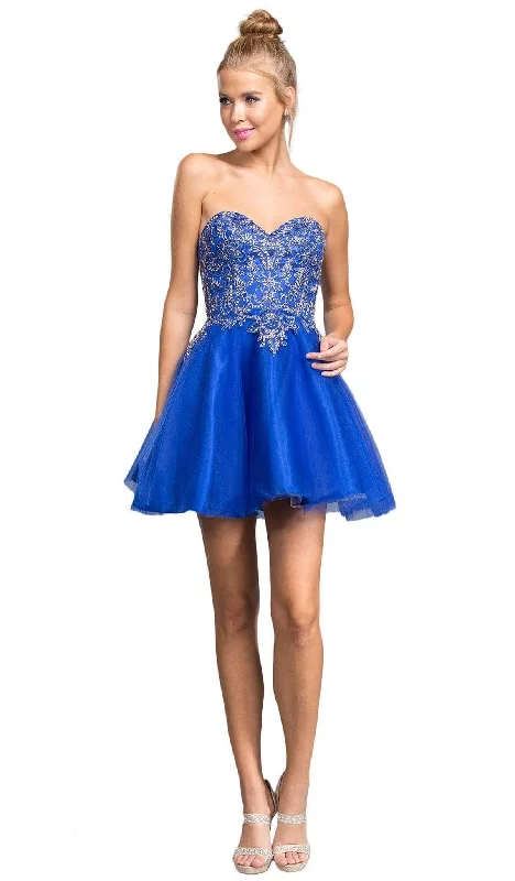 Bonus Savings Trevi Collection - Embellished Strapless A-line Cocktail Dress