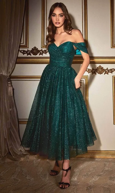 Act Fast Cinderella Divine CD870 - Tea-Length Dress with Off-Shoulder Design