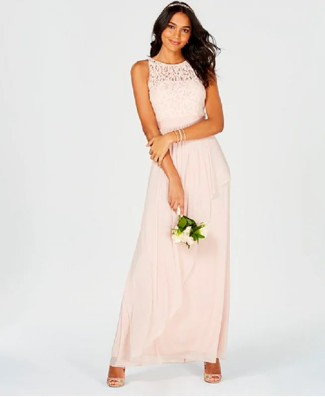 Huge Savings Adrianna Papell Lace Illusion Halter Gown