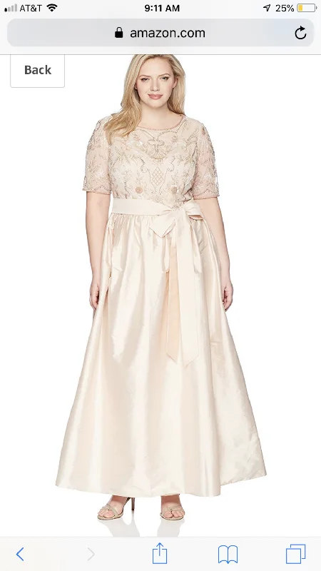 Price Rollback Adrianna Papell Short Sleeve Taffeta Ball Gown with Beaded Bodice