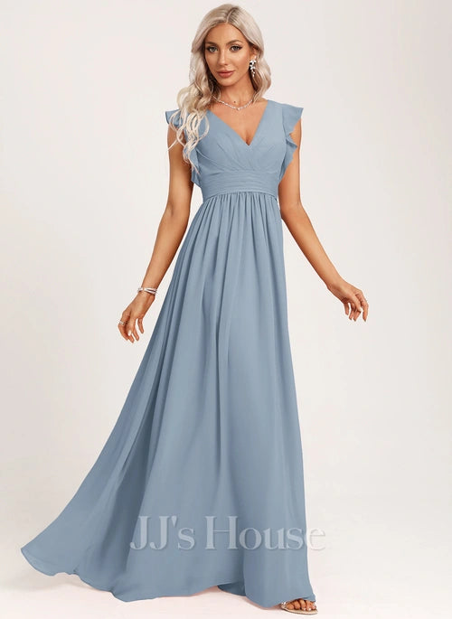 Price Blitz Other JJ’s House A-line V-Neck Floor-Length Chiffon W/ Ruffle #279262