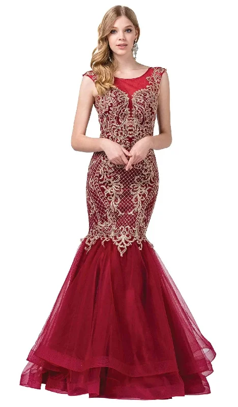 Limited Time Offer Dancing Queen - 2546 Embroidered Scoop Tiered Mermaid Dress