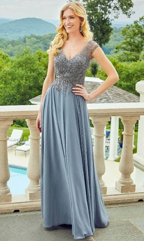 Daily Deals Mori Lee 72521 - Chiffon Fitted V-Neck Long Dress