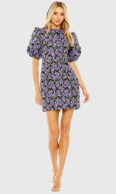 Steals and Deals Ieena Duggal 68619 - Bubble Sleeve High Neck Cocktail Dress