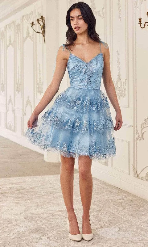 Big Discounts Cinderella Divine KV1090 - Tiered A-Line Silhouette Cocktail Dress