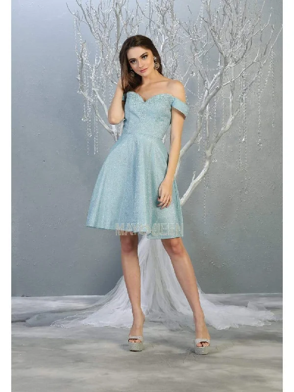 Huge Discounts May Queen - MQ1788 Embroidered Off-Shoulder A-line Dress