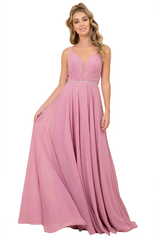 Big Discounts Nox Anabel - R416 Lace-up Open Back Beaded Waist A-Line Prom Dress