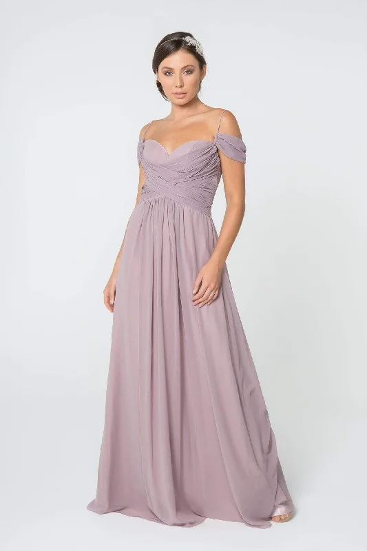 Doorbuster Deal Elizabeth K - GL2824 Ruched Crisscross Bodice Chiffon Dress