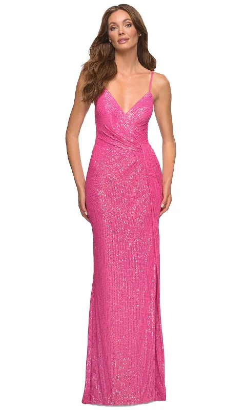 Great Bargains La Femme 30624 - V-Neck Sleeveless Evening Dress