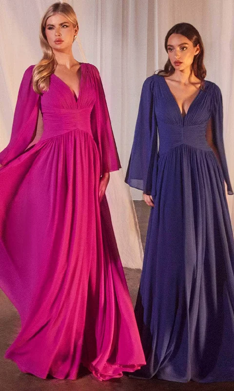 Big Savings Ladivine CH028 - V-Neck Chiffon Capelet Prom Dress