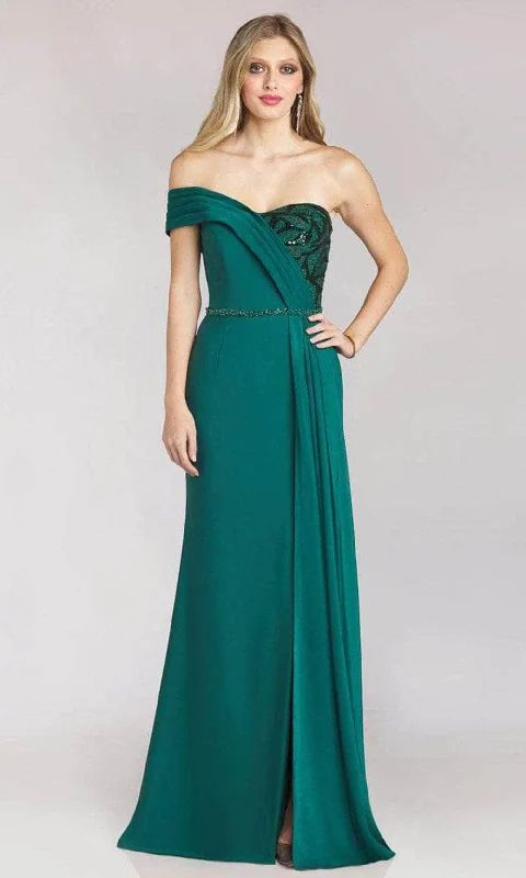 Act Fast Gia Franco 12216 - Pleated Off Shoulder Evening Gown