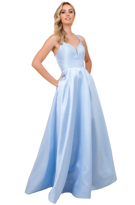 Special Discount Nox Anabel - T406 Strappy Open Back Sleeveless Satin A-Line Gown