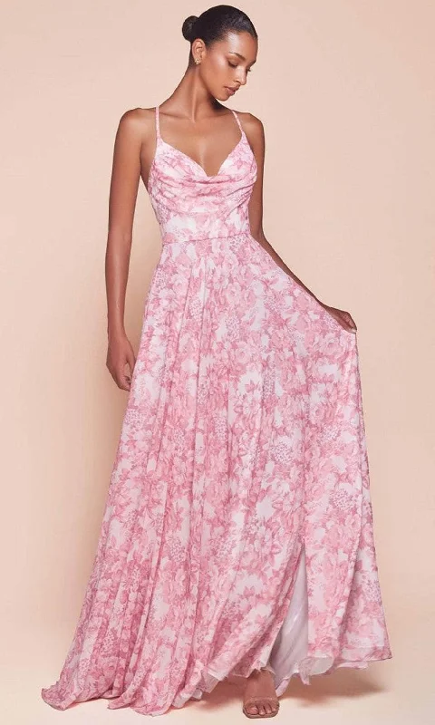 Don't Miss Ladivine 7444 - V-Neck A-Line Evening Dress