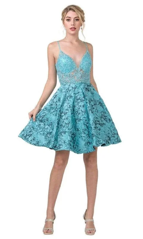 Friends and Family Sale Trevi Collection - S2277 Plunging V-Neck A-Line Cocktail Dress