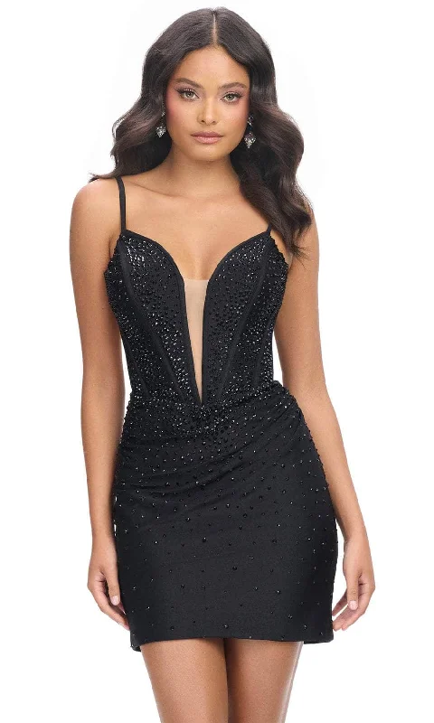 Limited Time Ashley Lauren 4693 - Plunging Sheath Cocktail Dress