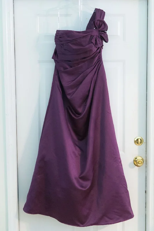Great Deals Other David's Bridal One Shoulder Satin Ballgown with Fa