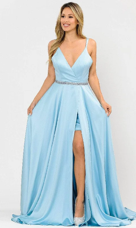 Price Rollback Poly USA 8604 - Sleeveless Plunging V-Neck Prom Dress
