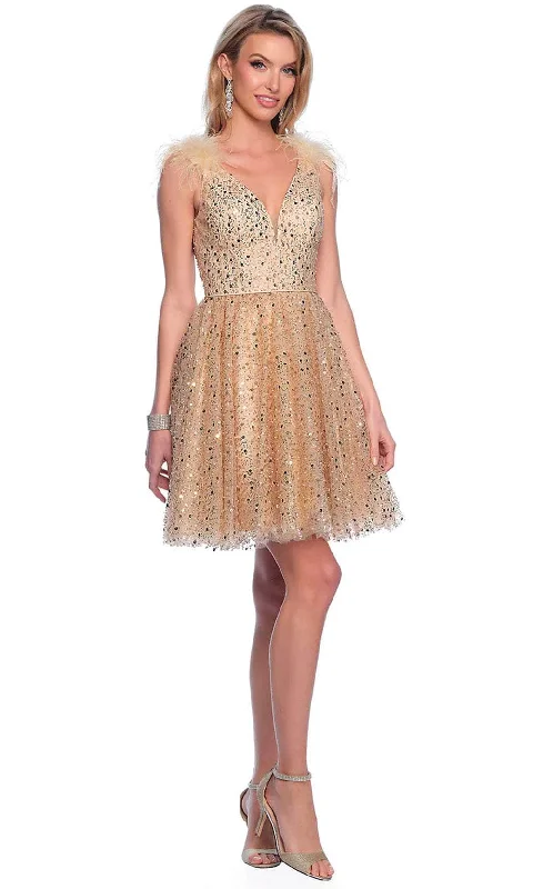 Don't Wait Dave & Johnny 11227 - Allover Sequin V-Neck Cocktail Dress