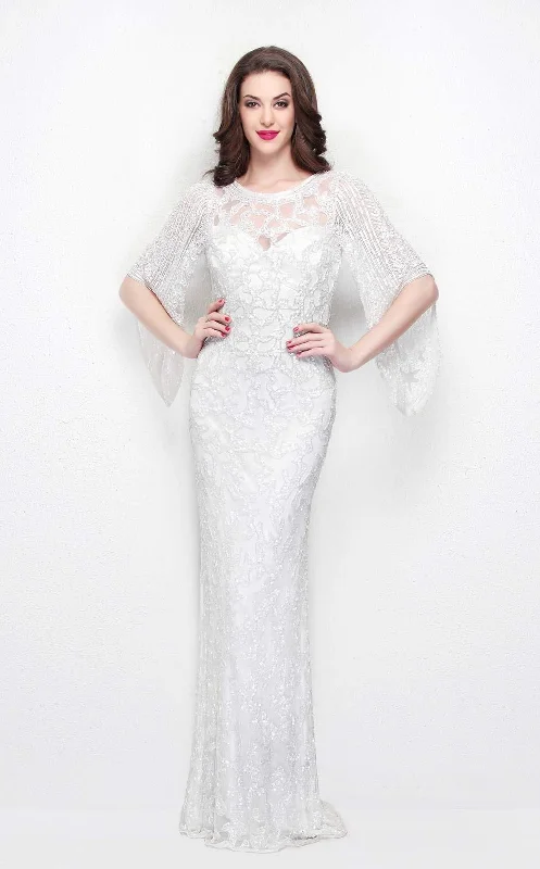 Crazy Savings Primavera Couture - 9713 Sequined Flare Sleeve Junior Prom Gown