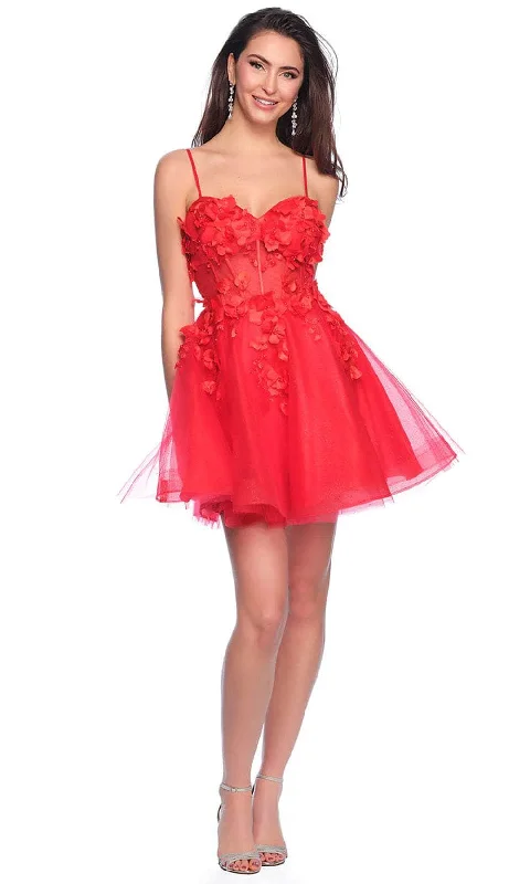 Buy More, Save More Dave & Johnny 11726 - Floral Applique Sleeveless Cocktail Dress