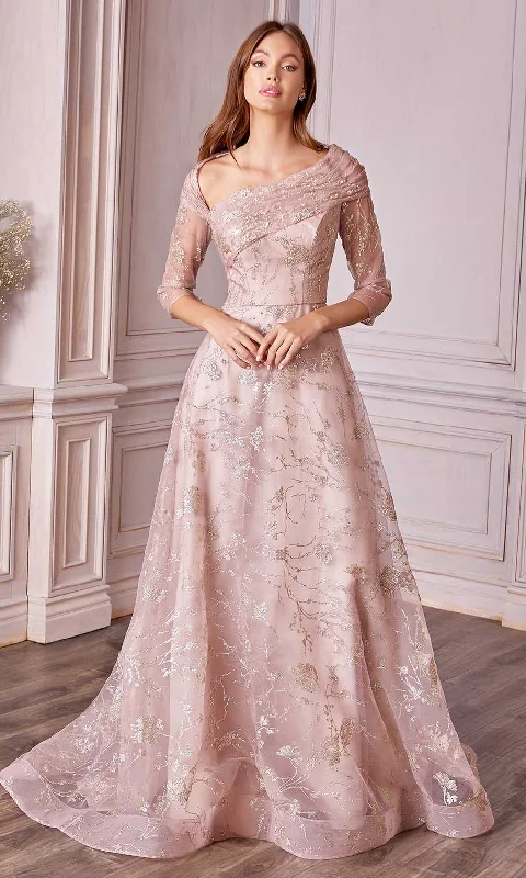 Closeout Andrea and Leo - A1030 Quarter Sleeve Glittered Long Gown
