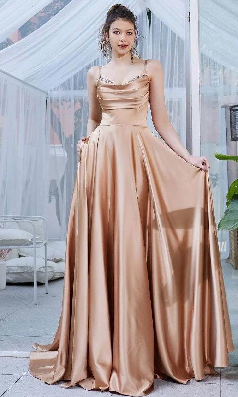 Final Sale J'Adore Dresses J21030 - Satin Sleeveless A-Line Long Dress