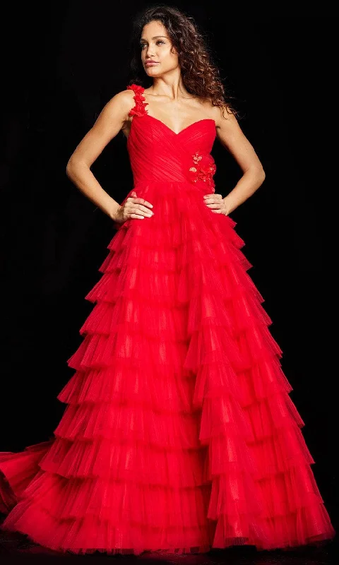 Year-End Clearance Jovani 37274 - Single Strap Layered A-line Gown
