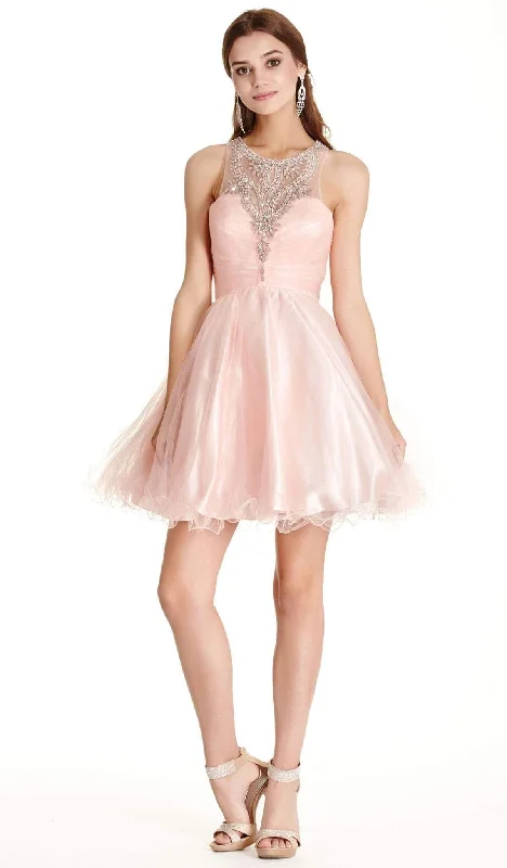 Overstock Sale Trevi Collection - Dazzling Illusion Halter Affordable Prom Dress
