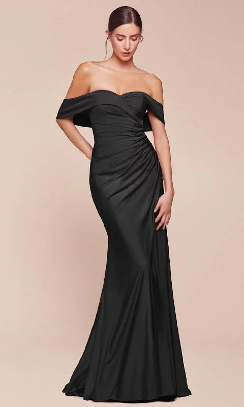 Midnight Madness Ladivine CD790C - Off Shoulder Satin Plus Gown