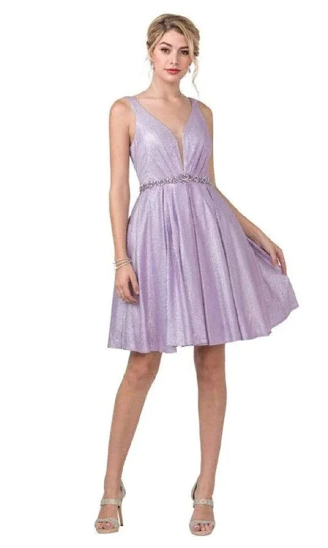 Super Bargain Trevi Collection - S2337 Sleeveless Beaded Waist A-Line Dress
