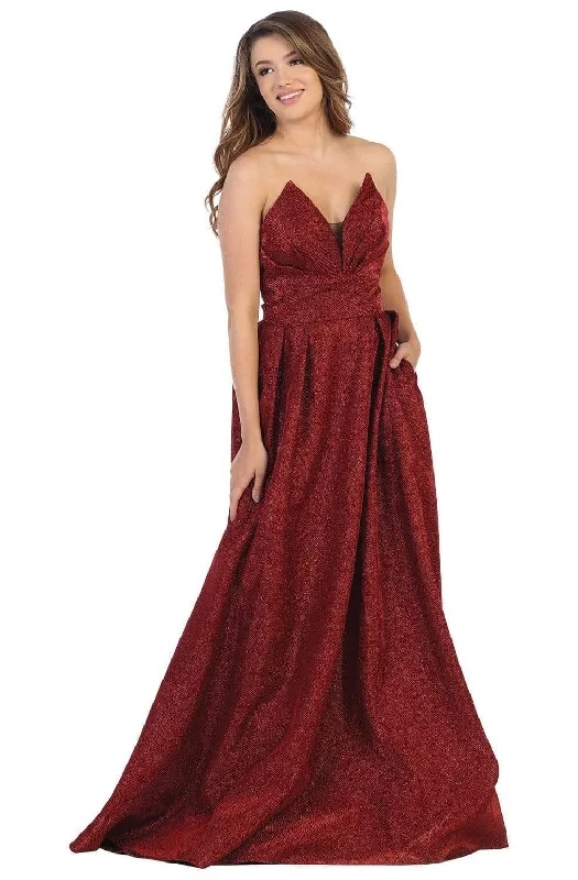 Get It Before It’s Gone May Queen - MQ1710 Strapless Plunging V-Neck A-Line Dress