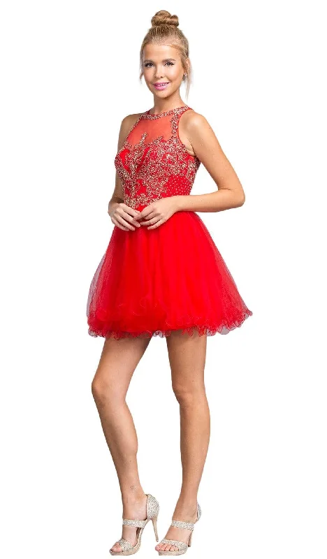 Early Access Trevi Collection - Bedazzled Illusion Halter Homecoming Dress