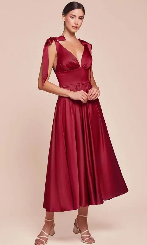 Super Deal Ladivine 7499 - Tea Length A-Line Dress