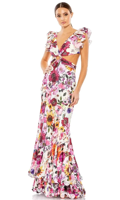 Major Savings Mac Duggal 68107 - Ruffled Sleeve Floral Printed Dress