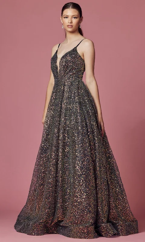 Online Exclusive Nox Anabel R1030 - V-Neck Sequin Evening Gown