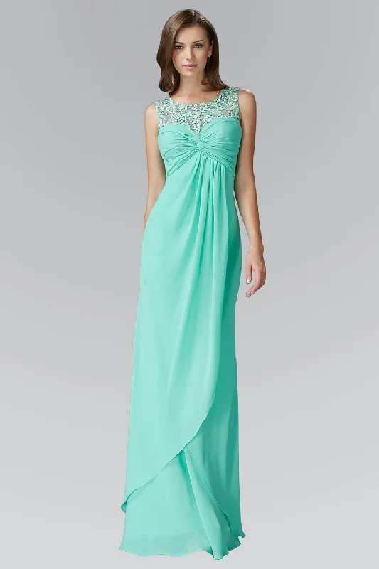 Unbeatable Prices Elizabeth K - GL2061 Beaded Illusion Scoop Neck Chiffon Dress