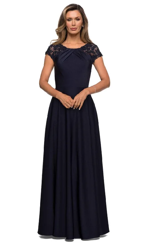 Lowest Prices La Femme - 28100 Lace Jewel Neck A-Line Dress