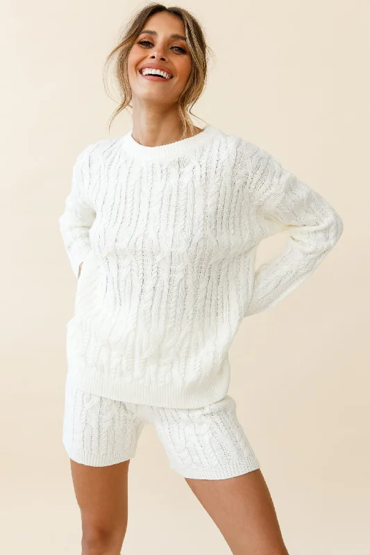 Online Exclusive Colorado Cable Knit Sweater Cream