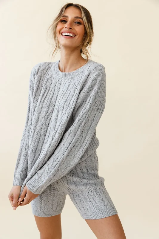 Don’t Miss Out Colorado Cable Knit Sweater Grey