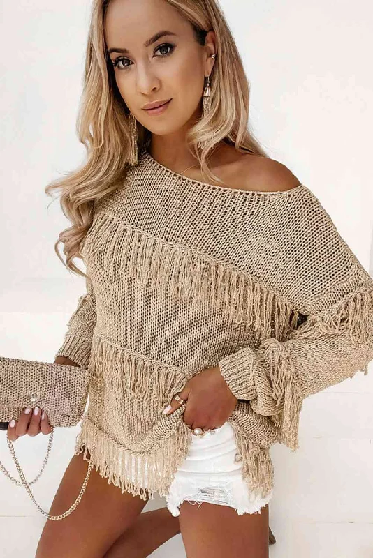 Unbeatable Prices Fringe Detail Long Sleeve Sweater