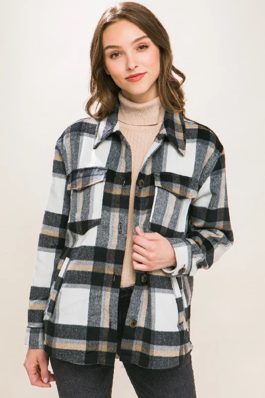Don't Wait Love Tree Plaid Button Up Shacket🇺🇸Fast Shipping🇺🇸