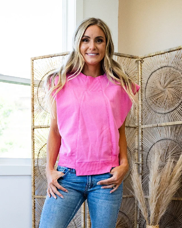 Discount Days Adelle Short Sleeve Sweatshirt - Pink FINAL SALE