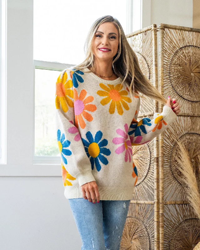 Bright Daisy Sweater - Taupe