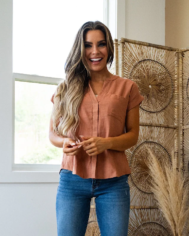 Special Discount Indie Button Back Top - Sienna