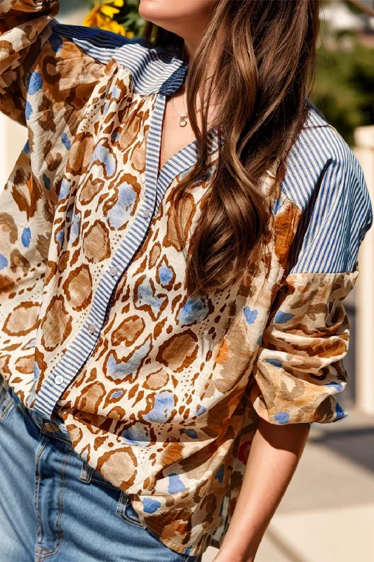 Price Reduction Printed Notched Long Sleeve Shirt
