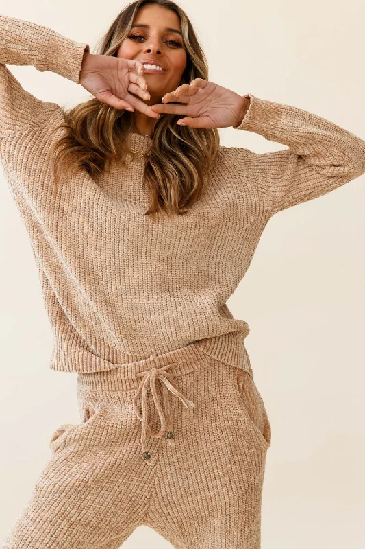 Stock Up and Save Robin Long Sleeve Ribbed Knit Sweater Tan