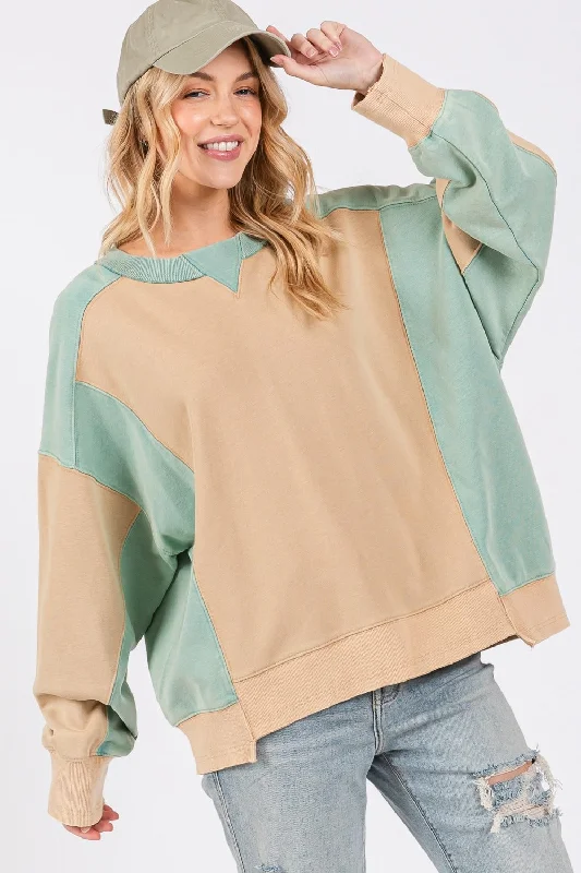 Fast Shipping🇺🇸 SAGE + FIG Color Block Round Neck Sweatshirt