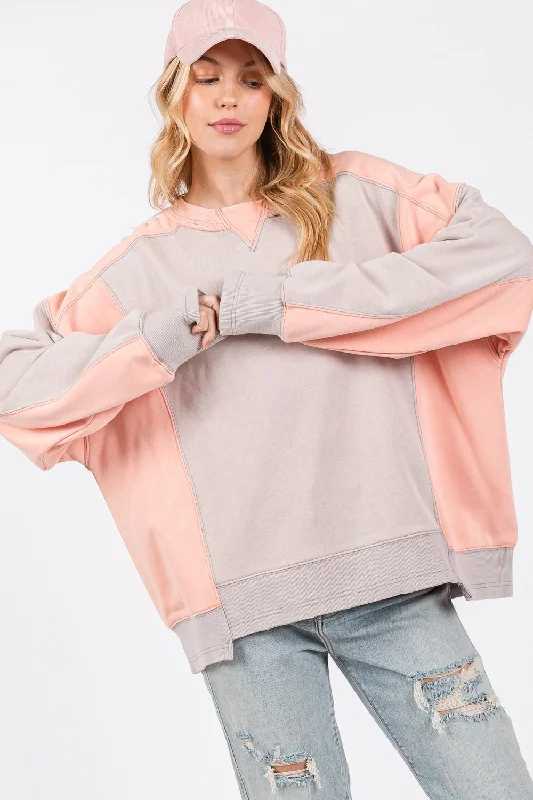 Act Fast Fast Shipping🇺🇸 SAGE + FIG Color Block Round Neck Sweatshirt