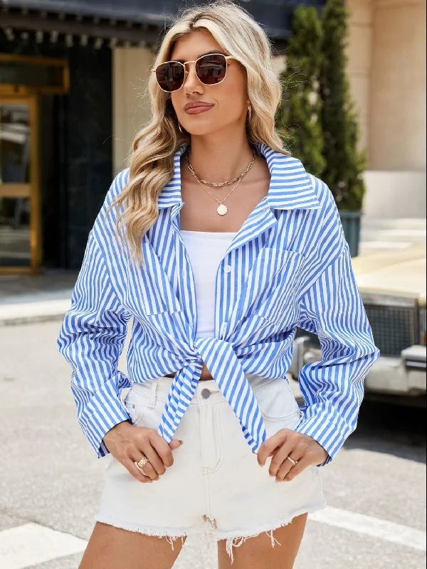 Final Sale Striped Button Up Long Sleeve Shirt